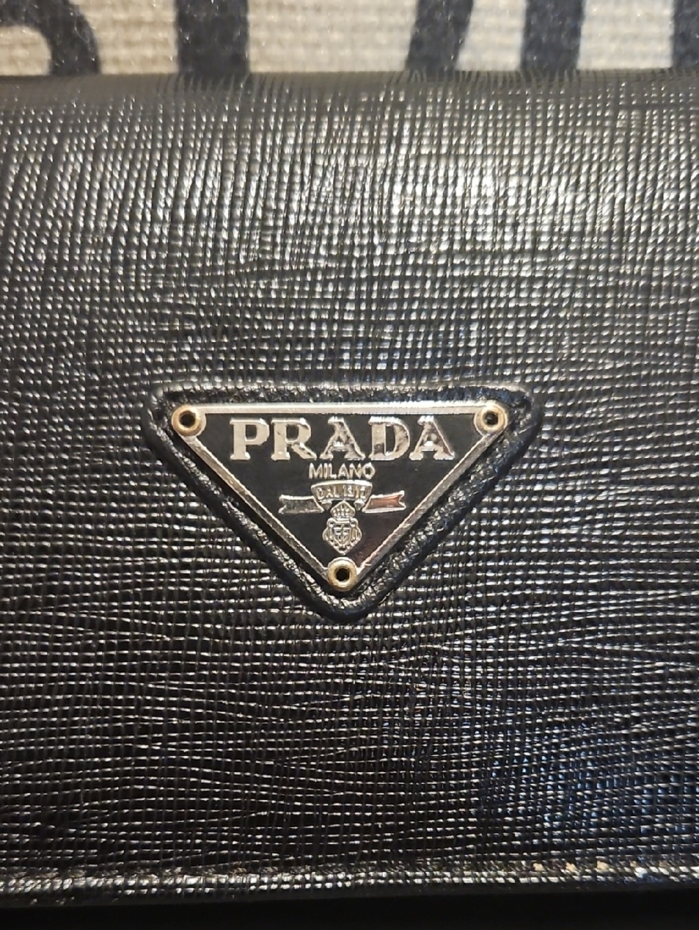 Prada Black Textured Saffiano Long Wallet - Picture 3 of 6